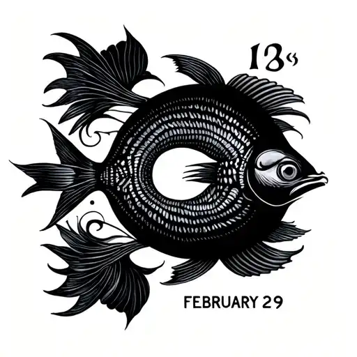 february 29 leap year 1996 zodiac sign pisces tattoo design idea