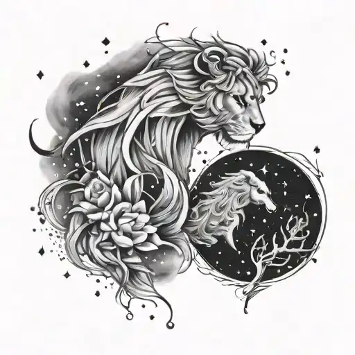 Leo and Virgo constellation tattoo design idea