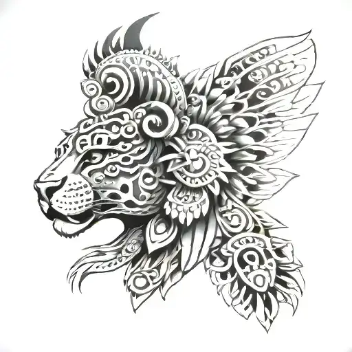 Aztec Jaguar Warrior goddess tattoo design idea