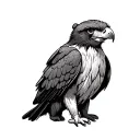 Pooh Bear with hawk perched tattoo design idea