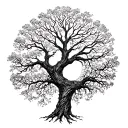 Circular tree coverup tattoo design idea