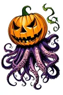 jack o lantern, tentacles, eldritch, deep space tattoo design idea