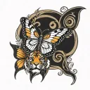 butterfly with tiger head tattoo design idea