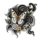 butterfly with tiger head tattoo design idea