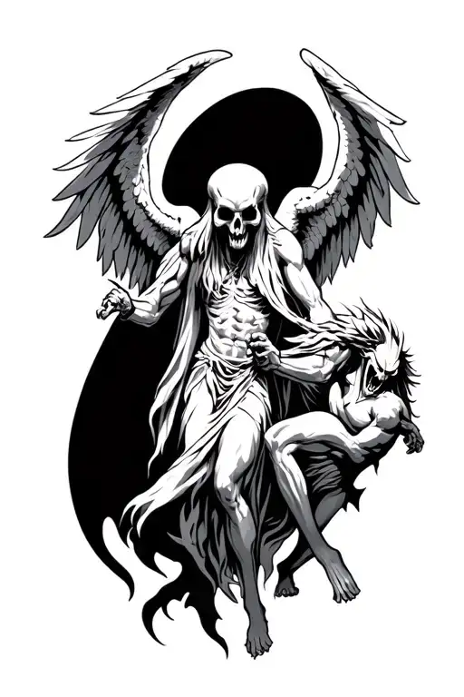 Angel Of Death fighting demons tattoo design idea