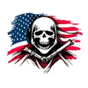 grim reaper with american flag and rebel flag  tattoo design idea