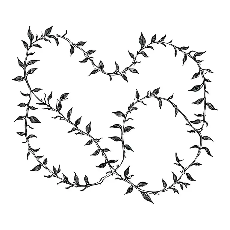a line of vines wrapping with many leaves of different types intertwined tattoo design idea