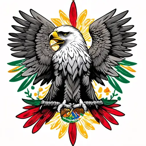 Eagle of Mexico Calavera with colors of Mexico tattoo design idea