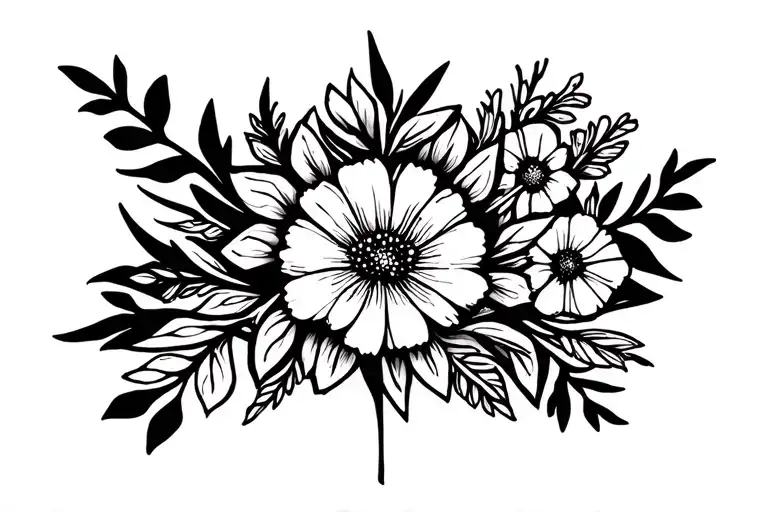 november birth flower bouquet tattoo design idea
