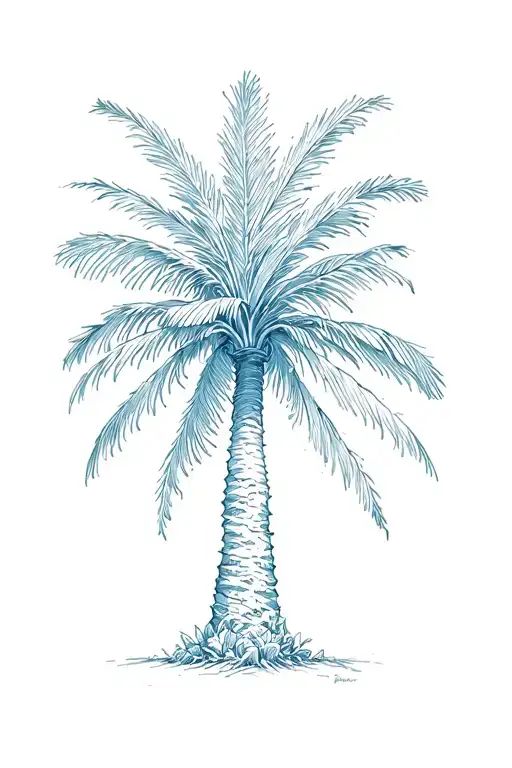 aesthetic palm tree with the names : (Crystal , Lucinda , Charmaine , William) as the routes   tattoo design idea