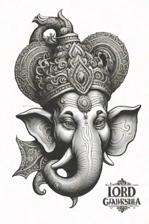 lord ganesha face tattoo design idea