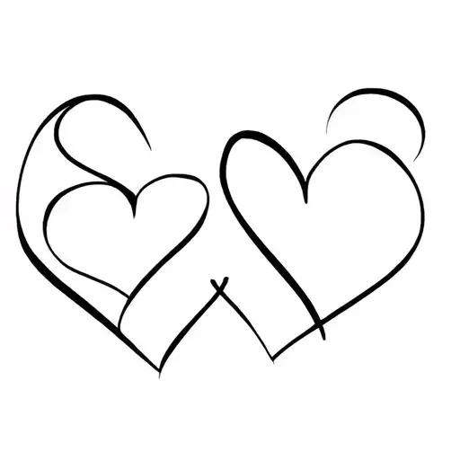 cursive C & two hearts tattoo design idea