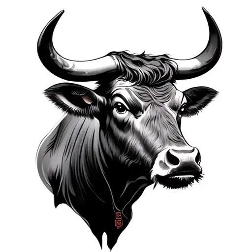 Chinese Ox realistic tattoo portrait tattoo design idea