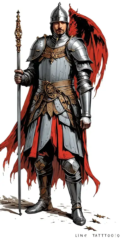 medieval soldier tattoo design idea