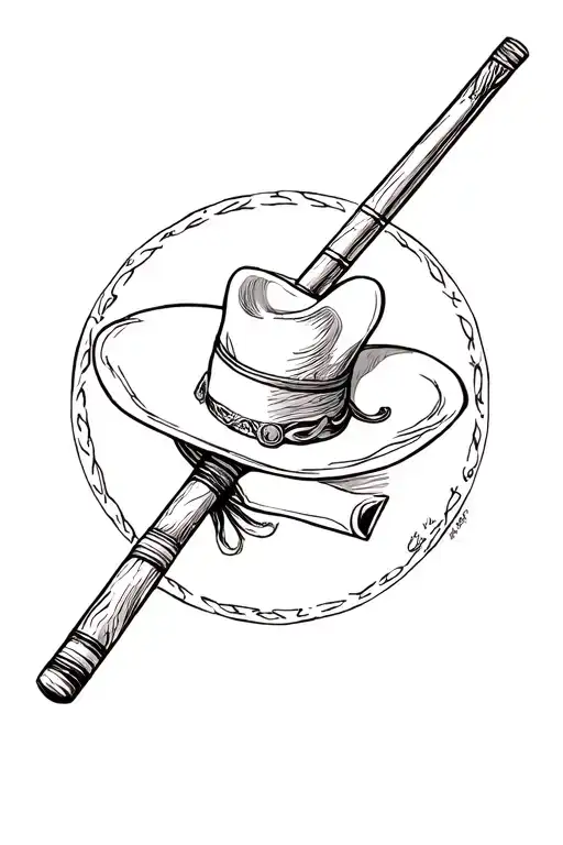pool stick western tattoo design idea