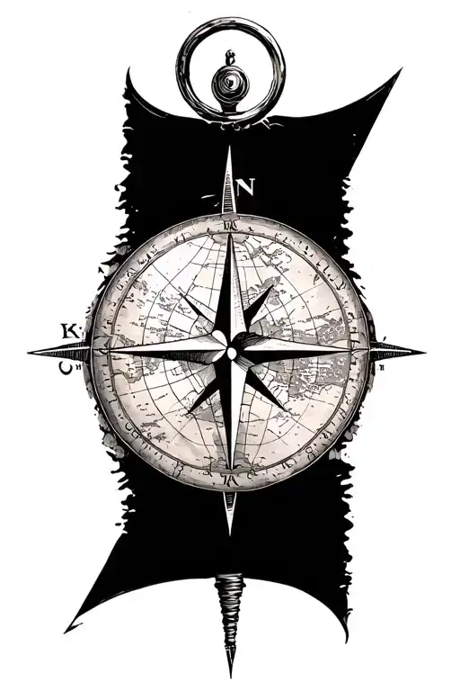 compass, atlas, map tattoo design idea