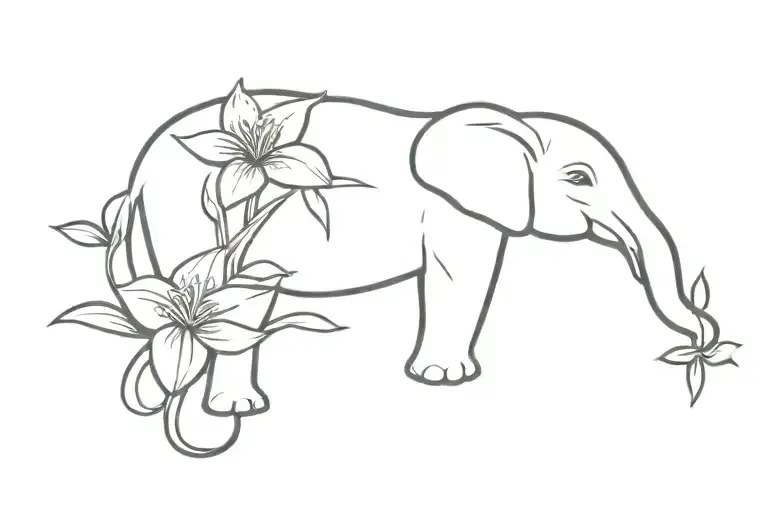 lily flower, elephant, cross tattoo design idea