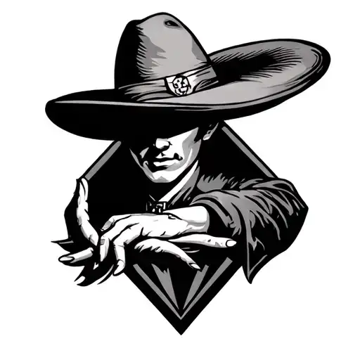 sombrero inside a diamond shape hand tattoo tattoo design idea