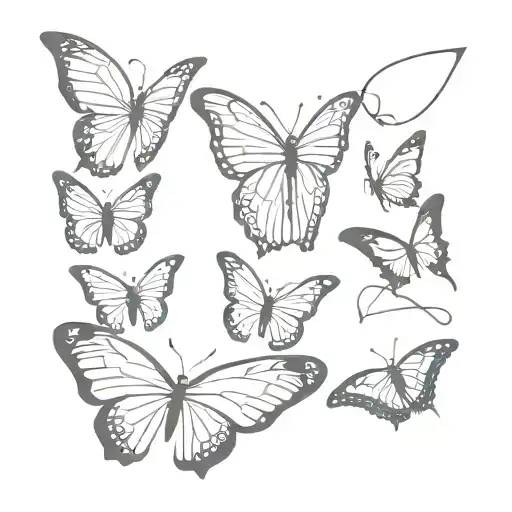 555 vertically with butterfly wings made only with lines tattoo design idea