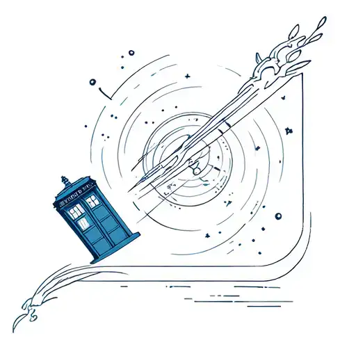 Tardis travelling through time nad space tattoo design idea