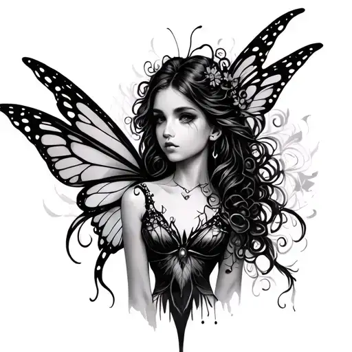 Black Fairy tattoo design idea
