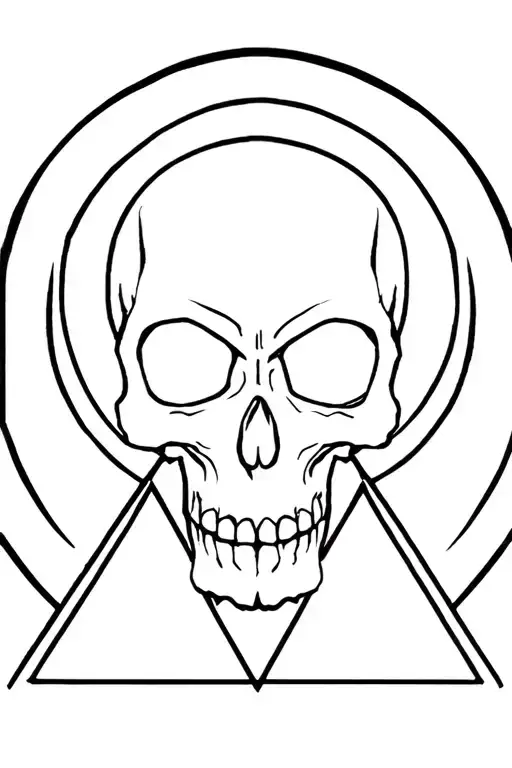 Abstract Grateful Dead stealie logo. A circle for the skull with triangles beneath it representing the jaw tattoo design idea