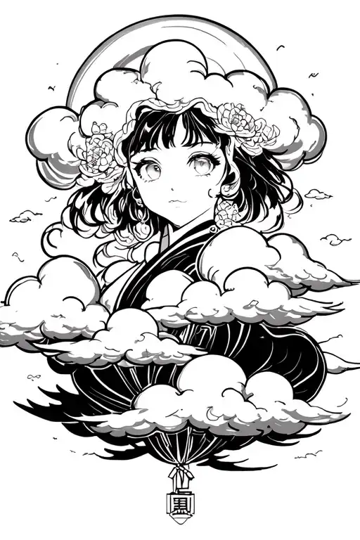 japanese style cloud anime tattoo design idea