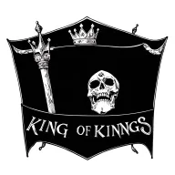 "king of kings" words on a banner with a skull tattoo design idea