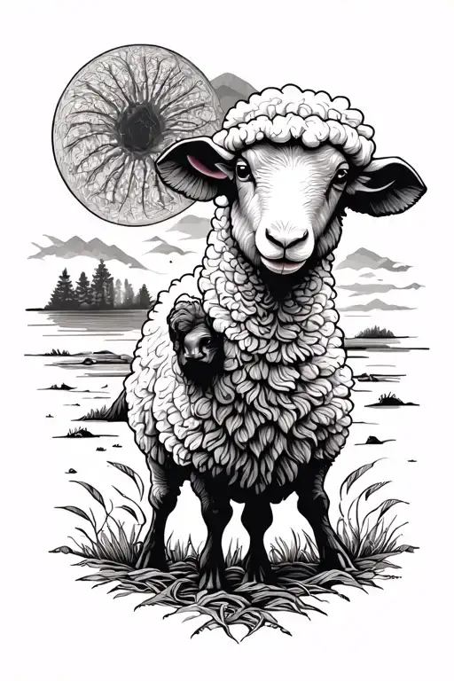 lost sheep parable tattoo design idea
