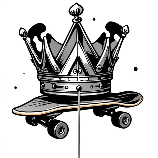 lyrics m with a crown on top of a skateboard tattoo design idea