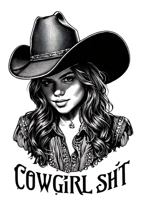 cowboy hat and the inscription: COWGIRL SHIT  tattoo design idea