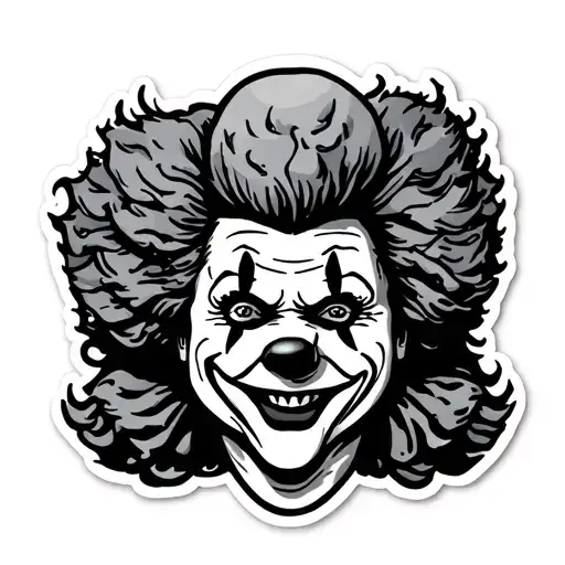 clown head sticker tattoo simple outline tattoo design idea