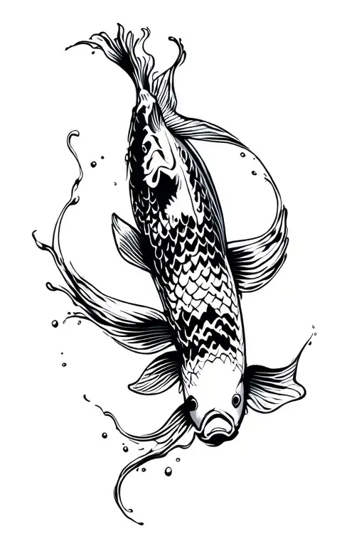 koi fish swimming upstream tattoo design idea
