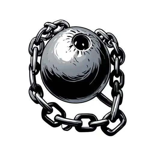 ball and chain tattoo design idea