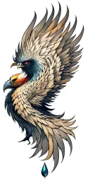 phenix  with a tear drop tattoo design idea