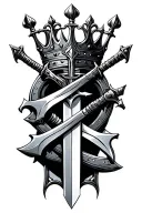 3 swords through a crown tattoo design idea