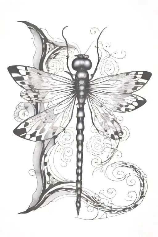 dragonfly with designs integrated tattoo design idea