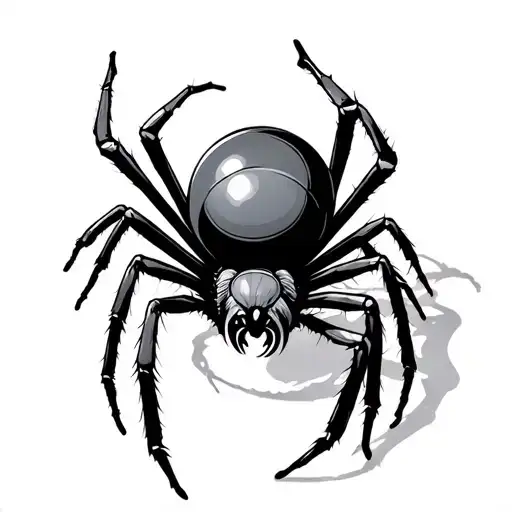 spider hugging 8 ball crawling in web tattoo design idea