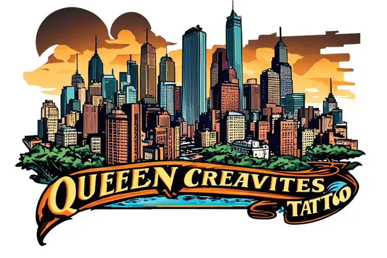 Queen City Creatives logo city scape tattoo design idea