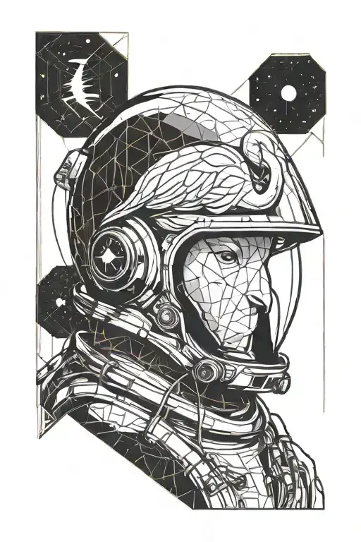 flamingo astronaut tattoo design idea
