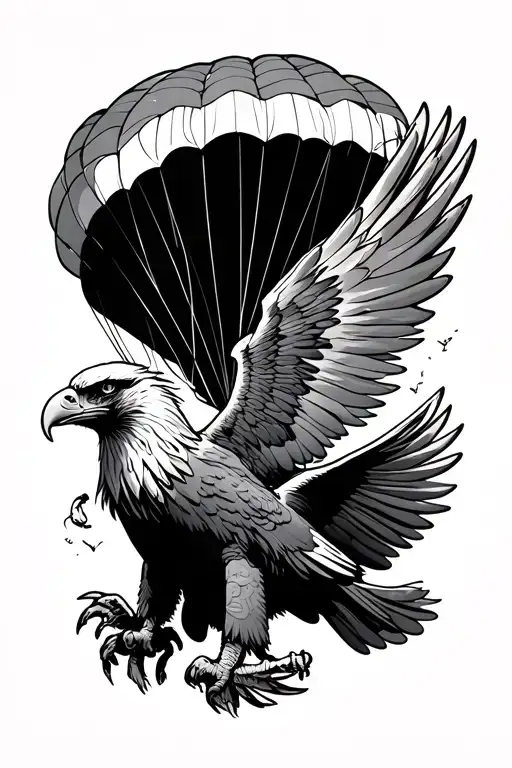 eagle and parachute hanging tattoo design idea