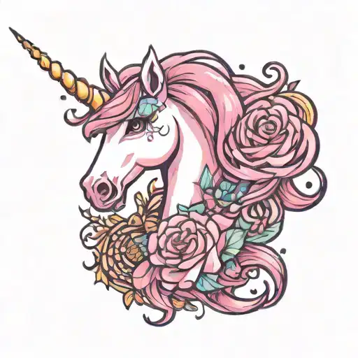 unicorn  pink tattoo design idea