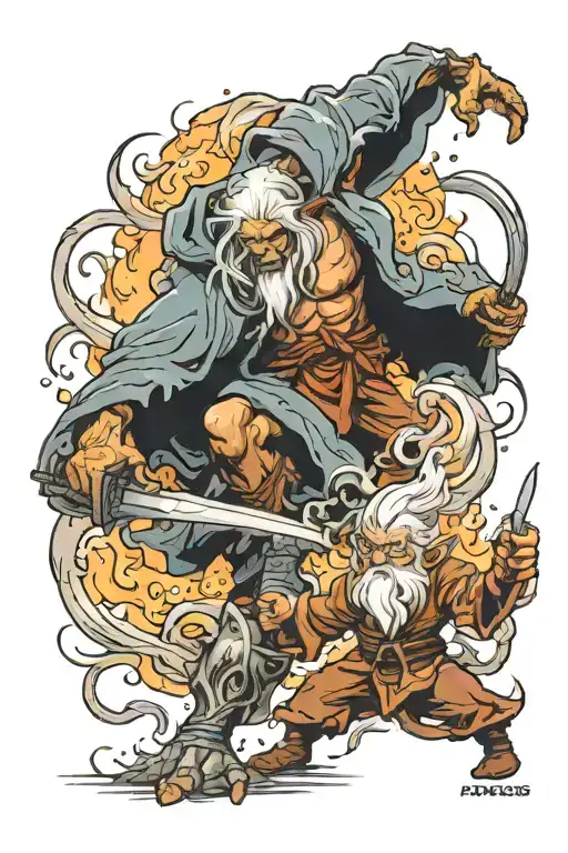 Balrog vs gandalf tattoo design idea