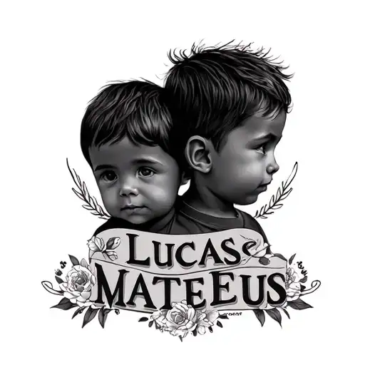 "Lucas e Mateus" Mother love for children 2 twin boys tattoo design idea