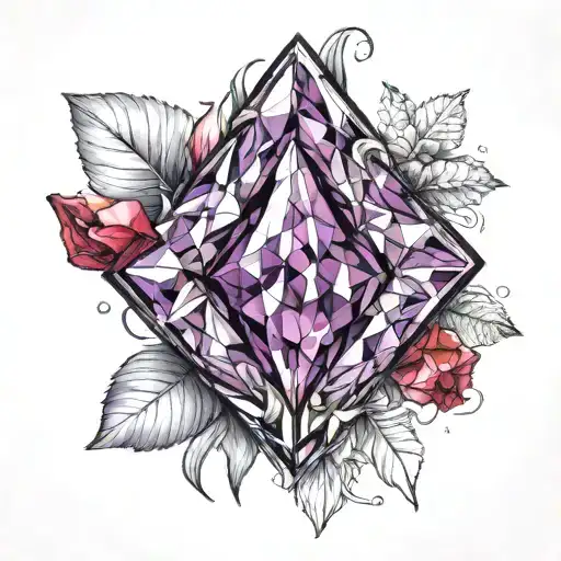amethyst crystal red tattoo design idea