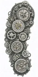 Steampunk clock with gears intertwined tattoo design idea