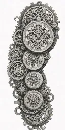 Steampunk clock with gears intertwined tattoo design idea