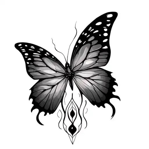 Ascension symbolDesign 1 wavy line of energy rising from the lower back towards a butterfly tattoo design idea