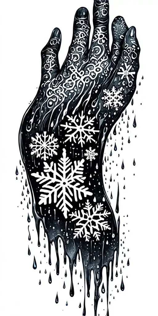 snowflakes melting into rain drops falling tattoo design idea