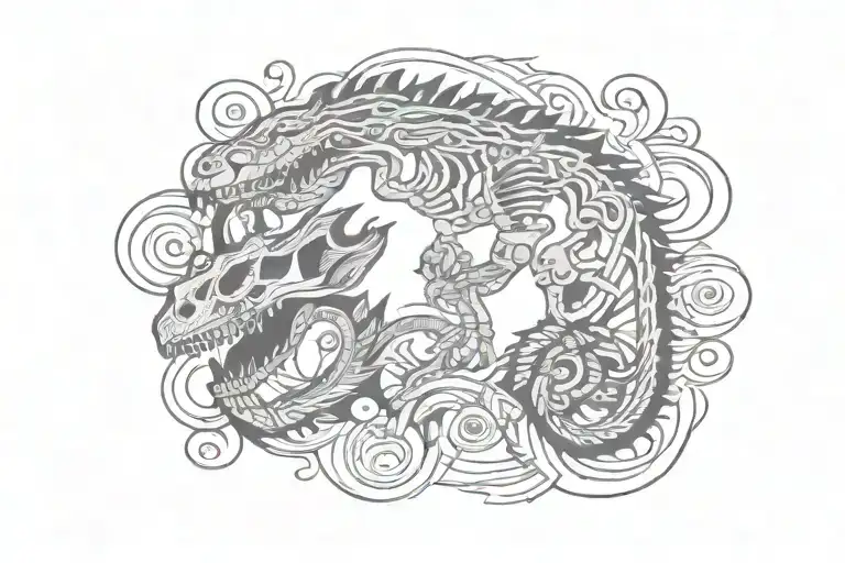 dinosaur skeleton tattoo design idea